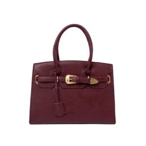 Baggiees Women's Burgundy handbag with decorative Gold buckle