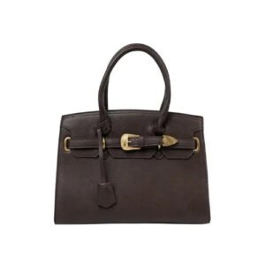 Baggiees Women's Dark Brown handbag with decorative Gold buckle