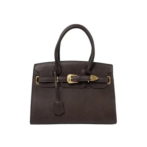 Baggiees Women's Dark Brown handbag with decorative Gold buckle
