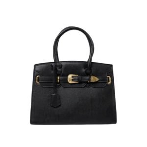 Baggiees Women's Black handbag with decorative Gold buckle